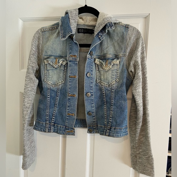 JET BY JOHN ESHAYA Sweatshirt Jean Jacket - Picture 2 of 5